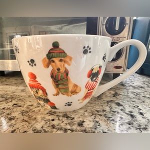 Christmas Oversized Coffee Mug, dogs wearing scarves, brand Portobello By Design